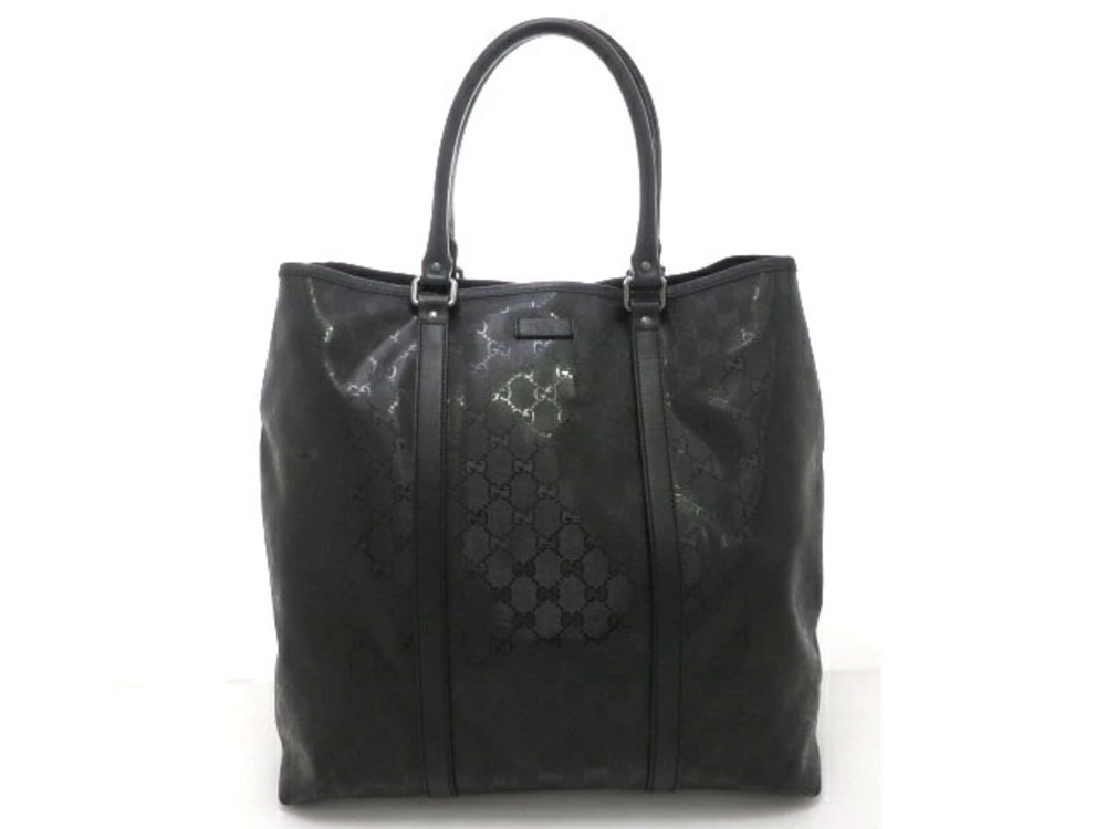 Gucci GG Imprime Tote Bag Leather Canvas Black